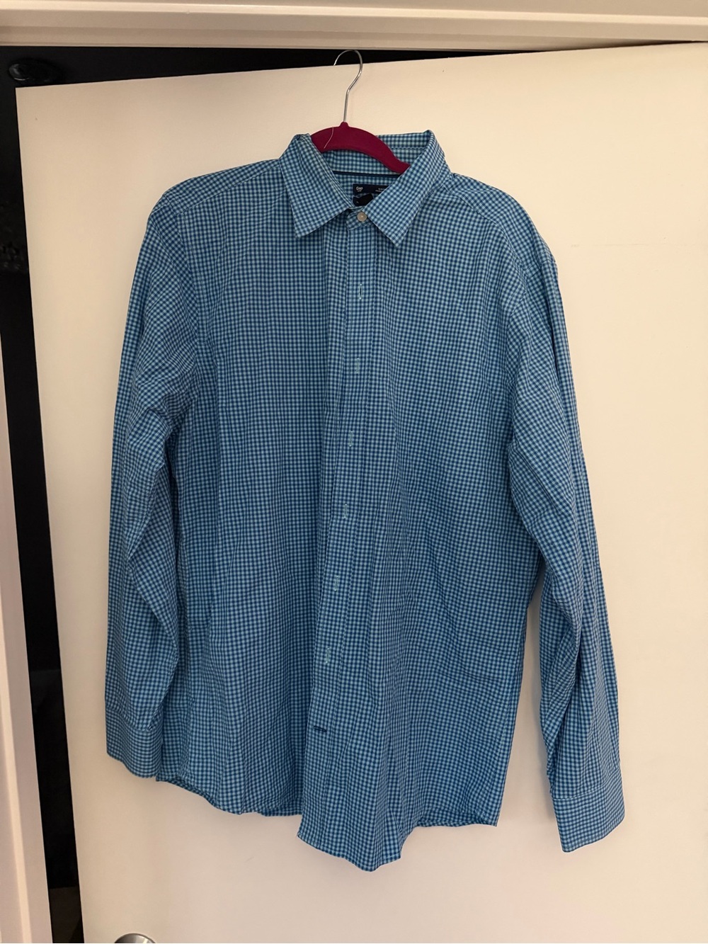 GAP Blue Gingham Long-Sleeve Dress Shirt